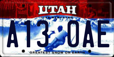 UT license plate A130AE