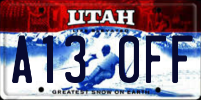 UT license plate A130FF
