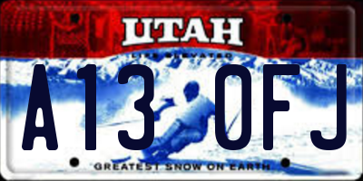 UT license plate A130FJ