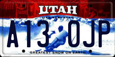 UT license plate A130JP