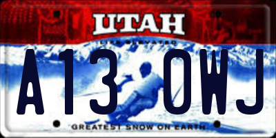 UT license plate A130WJ