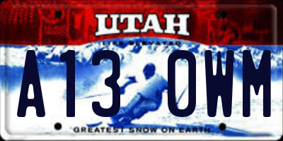 UT license plate A130WM