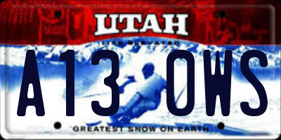 UT license plate A130WS