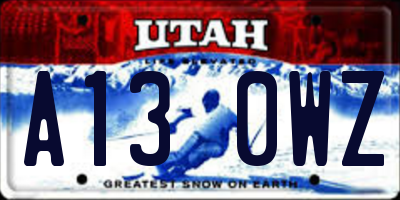 UT license plate A130WZ