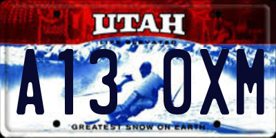UT license plate A130XM