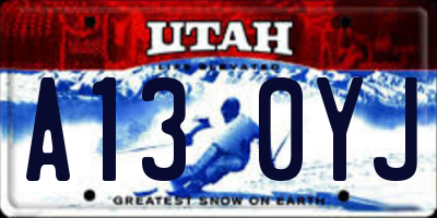 UT license plate A130YJ