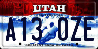 UT license plate A130ZE