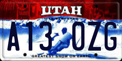 UT license plate A130ZG