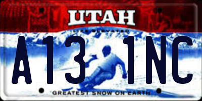 UT license plate A131NC