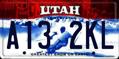 UT license plate A132KL
