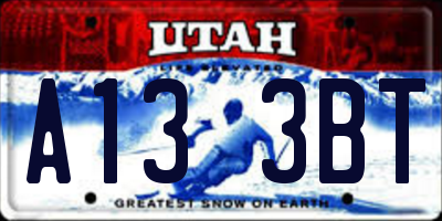 UT license plate A133BT