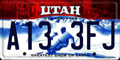 UT license plate A133FJ