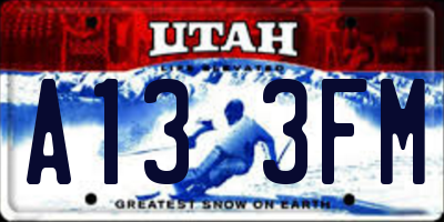 UT license plate A133FM