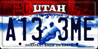 UT license plate A133ME