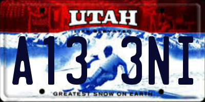 UT license plate A133NI