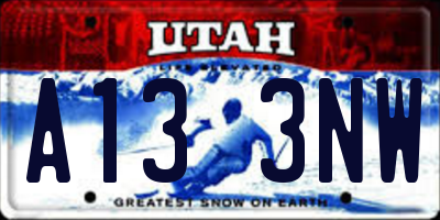 UT license plate A133NW