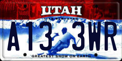 UT license plate A133WR