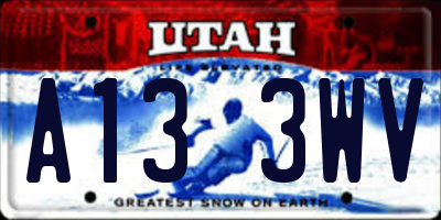 UT license plate A133WV