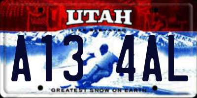 UT license plate A134AL