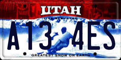 UT license plate A134ES