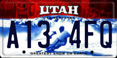 UT license plate A134FQ