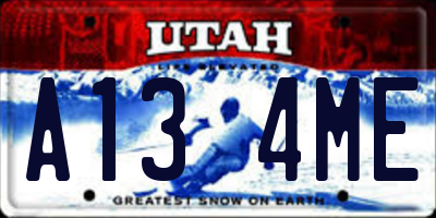 UT license plate A134ME