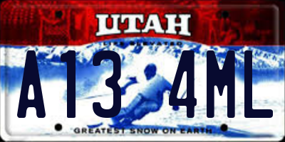 UT license plate A134ML