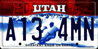 UT license plate A134MN