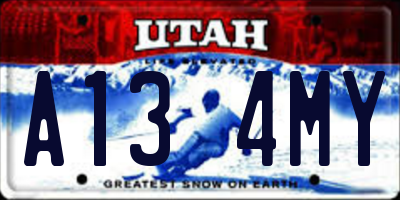 UT license plate A134MY