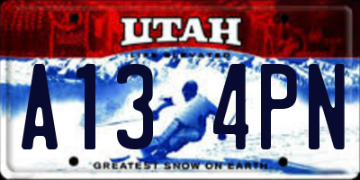 UT license plate A134PN