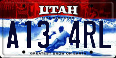 UT license plate A134RL