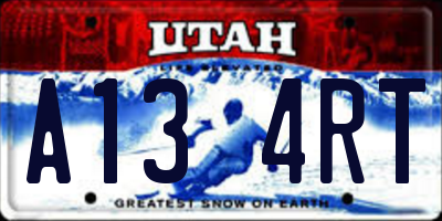 UT license plate A134RT