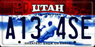 UT license plate A134SE