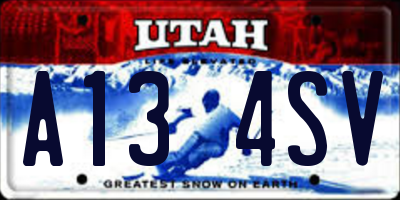 UT license plate A134SV