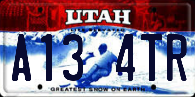 UT license plate A134TR