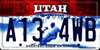 UT license plate A134WB