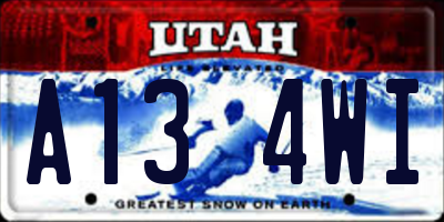 UT license plate A134WI