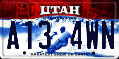 UT license plate A134WN