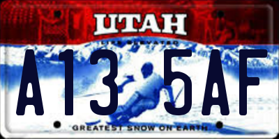 UT license plate A135AF