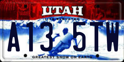UT license plate A135TW