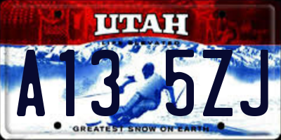 UT license plate A135ZJ