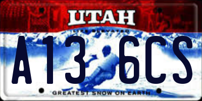 UT license plate A136CS