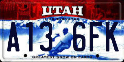 UT license plate A136FK