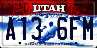 UT license plate A136FM