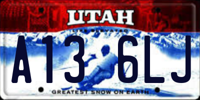 UT license plate A136LJ