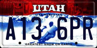 UT license plate A136PR