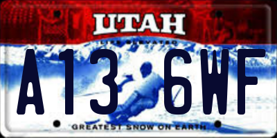 UT license plate A136WF