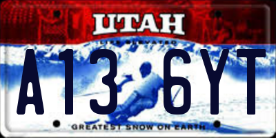 UT license plate A136YT