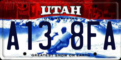 UT license plate A138FA
