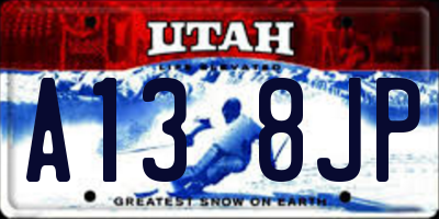 UT license plate A138JP